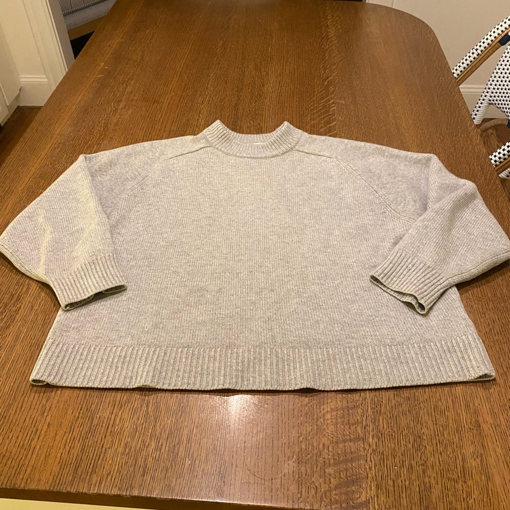 Tibi Gray Crew Neck 100% Cashmere Sweater